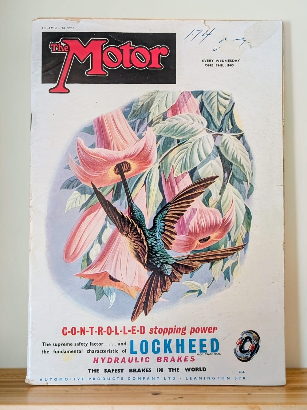 Vintage 'The Motor' Magazine Dec. 1952 with Flowers, Hummingbird & Lockheed Ad